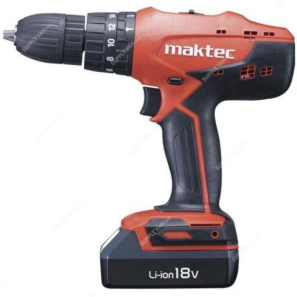 Maktec Cordless Percussion Drill/ Driver, MT081, Li-Ion, 18V, 13MM