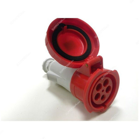 Gewiss Straight Connector, GW62042, IP67, 32A, 3P+N+E, Red