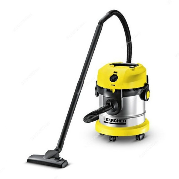 Karcher VC 1.800 Wet and Dry Vacuum Cleaner, 17239610, 215 Mbar, 1800W, 20 Ltrs Tank Capacity, Yellow/Grey