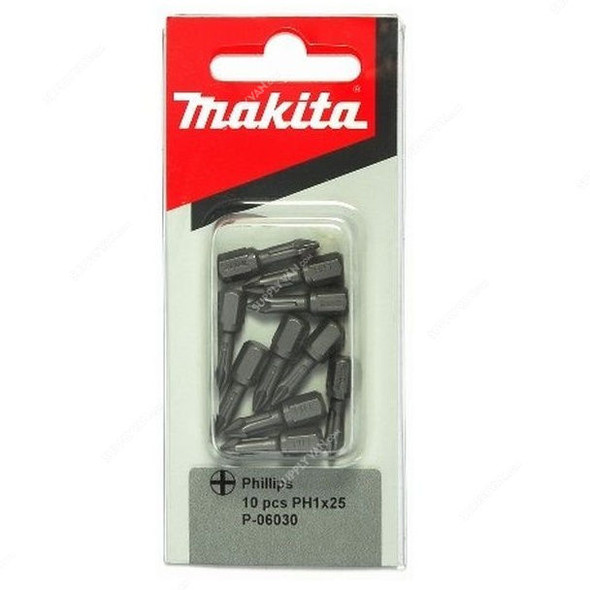 Makita Screwdriver Insert Bit, P-06030, 25MM, Phillips, PK10