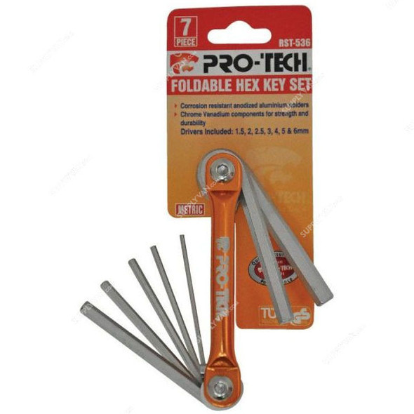 Pro-Tech Foldable Hex Key Set, RST-536, 7  Pcs/Set