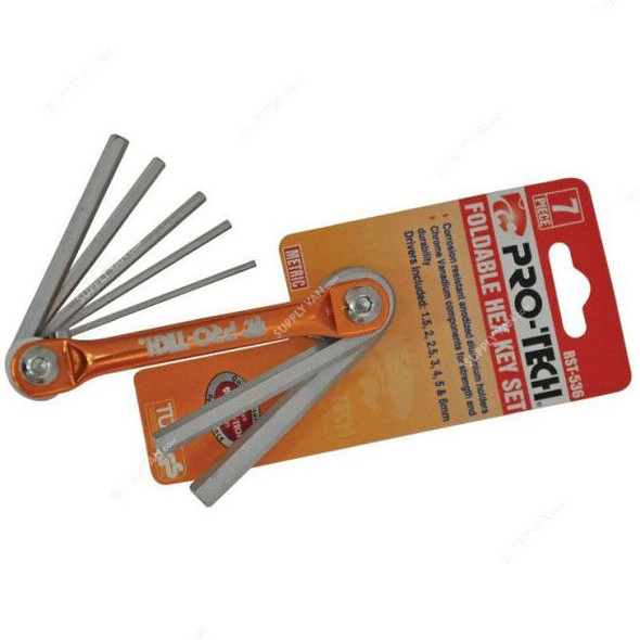 Pro-Tech Foldable Hex Key Set, RST-536, 7  Pcs/Set