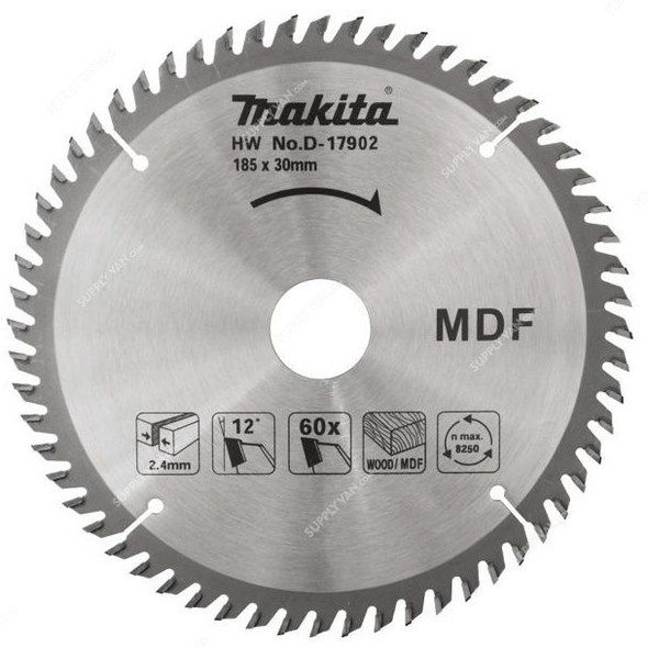 Makita MDF Cutting Blade, D-17902, 185x30MM, 60 Teeth