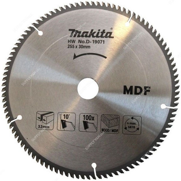 Makita MDF Cutting Saw Blade, D-19071, 254x30MM, 100 Teeth