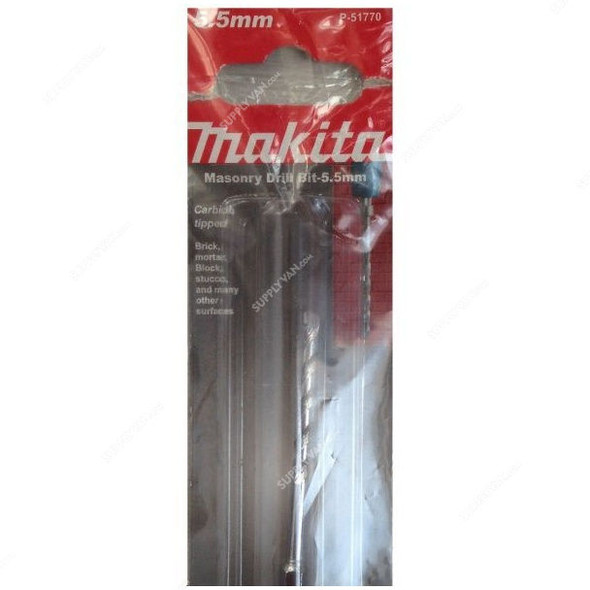Makita Masonry Drill Bit, P-51758, w/ Hex Shank, 4MM