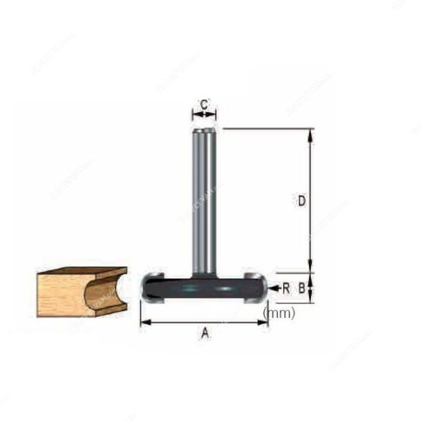 Makita Decor Sunk Bead Bit, D-13035, 38.1x6.35MM