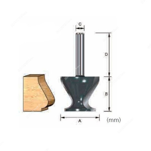 Makita Door Edge Router Bit, D-13390, 31.8x25.4MM