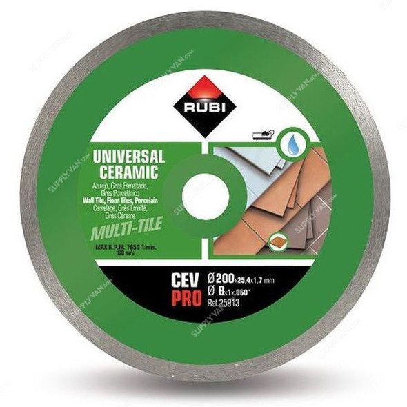 Rubi Continuous Ceramic Tile Diamond Blade, 025913, 200MM