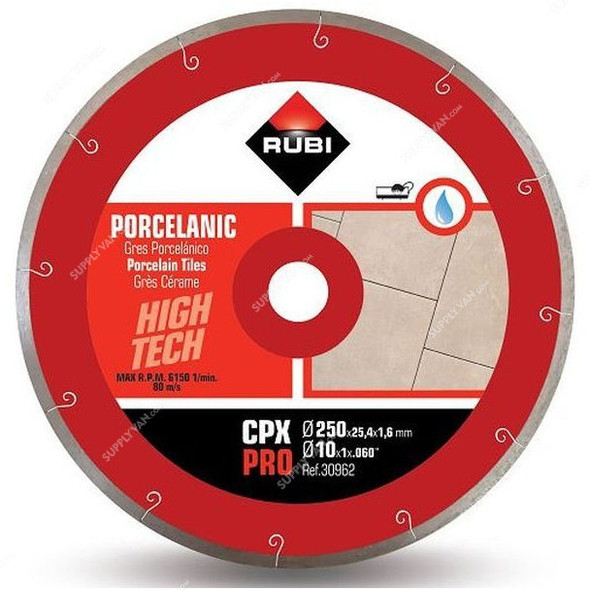 Rubi Porcelain Tile Diamond Blade, 030962, 250MM