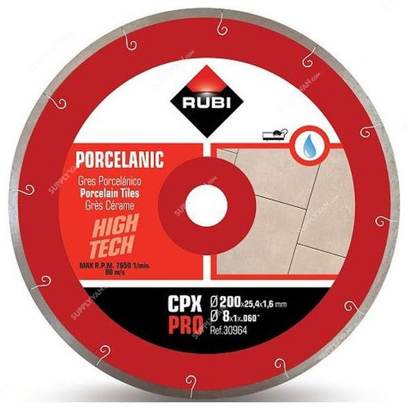 Rubi Porcelain Tile Diamond Blade, 030964, 200MM