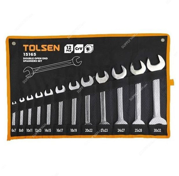 Tolsen Double Open End Spanner Set, 15165, 12PCS