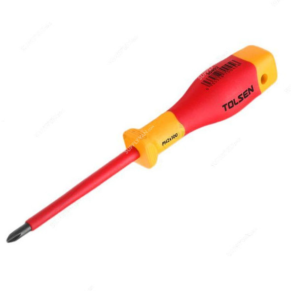 Tolsen Insulated Screwdriver, V30401, Phillips, PH1 Tip Size x 80MM Blade Length