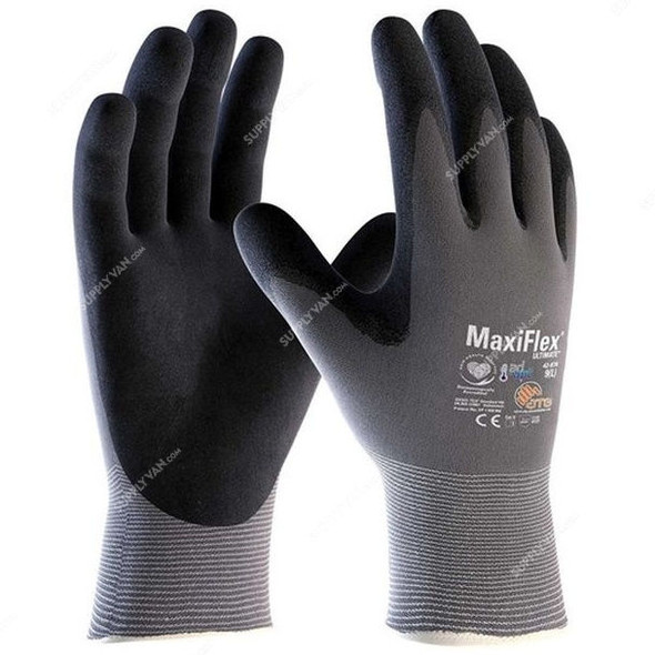ATG Safety Gloves, 42-874, MaxiFlex Ultimate, XL, Grey and Black