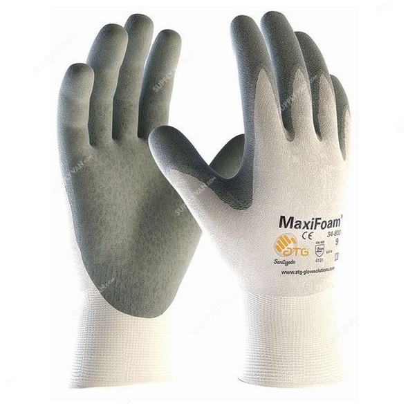 ATG Safety Gloves, 34-800, MaxiFoam, 6, Grey and White