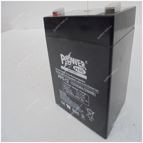 Powerplus Lead Acid Battery, PP5-12, 12V, 5Ah/20Hr