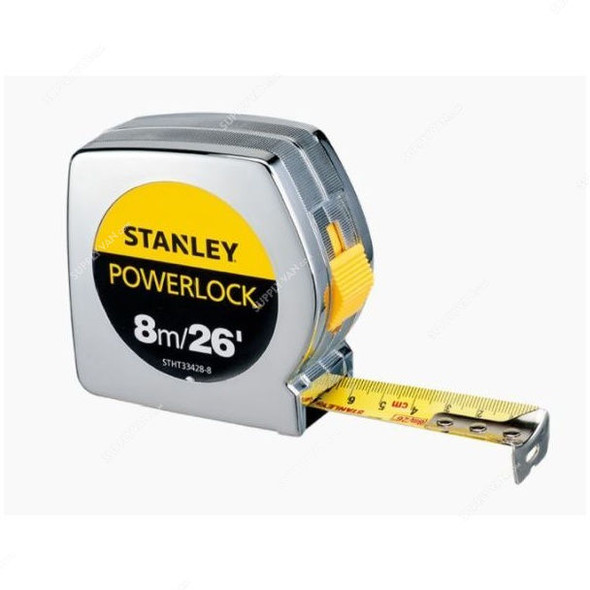 Stanley Powerlock Measuring Tape, STHT33428-8, 8 Mtrs