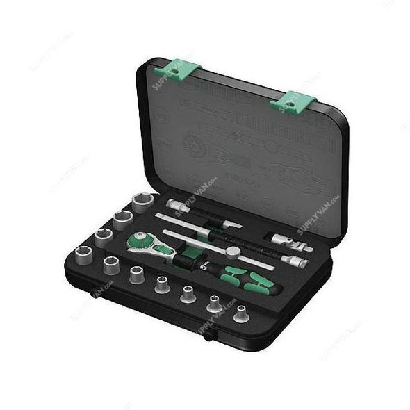 Wera Ratchet Set, 5003534001, Zyklop, 1/4 Inch Drive Size, 15 Pcs/Set