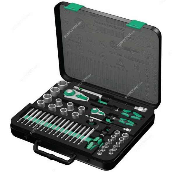 Wera Ratchet Set, 5160785001, Zyklop, 1/2 Inch and 1/4 Inch Drive Size, 43 Pcs/Set