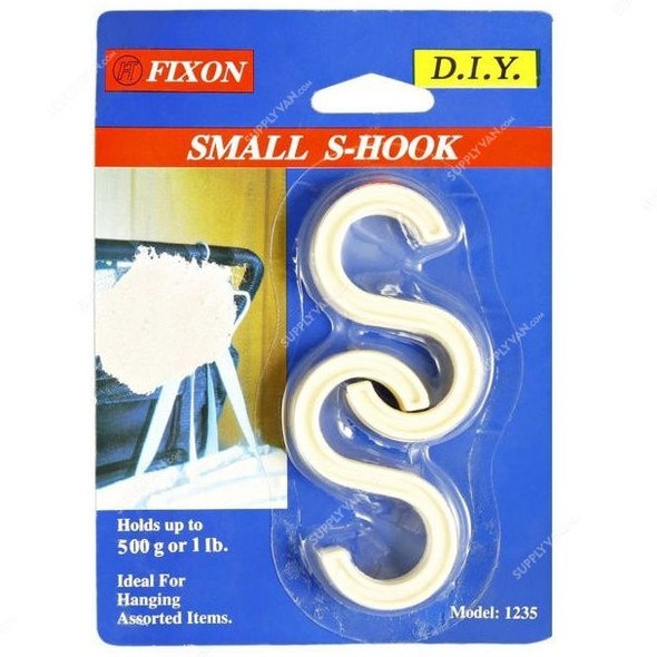 Fixon Small Plastic S-hook, 1235, 2.5 Inch, PK4