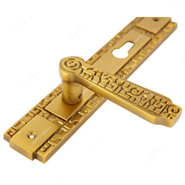 Robustline Lever Handle With Lock, Brown, Antique Brass