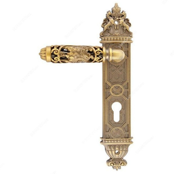 Apt Lever Handle Brass With Lock, Brown
