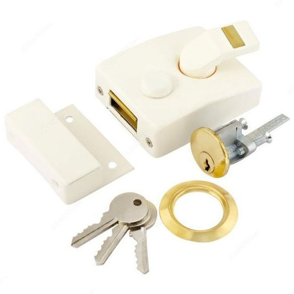 Robustline Double Locking Pin Cylinder Night Latch Set, White