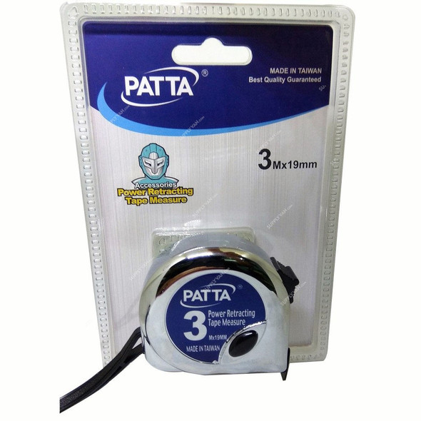 Patta Power Retracting Tape Measure, 3 Mtrs