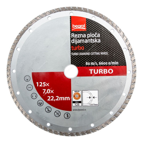 Beorol Turbo Diamond Cutting Disc, RPDT125, 125MM