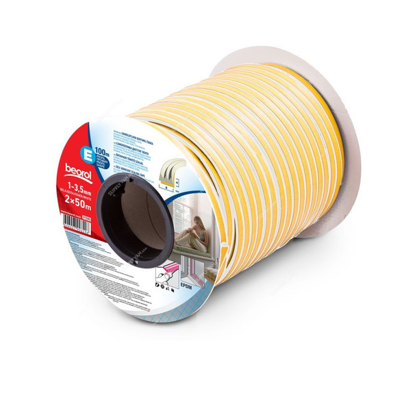 Beorol E Profile Seal Strip, DTEBE, 2x50 Mtrs, White