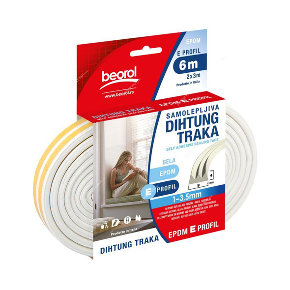 Beorol E Profile Seal Strip, EBE6, 2x3 Mtrs, White