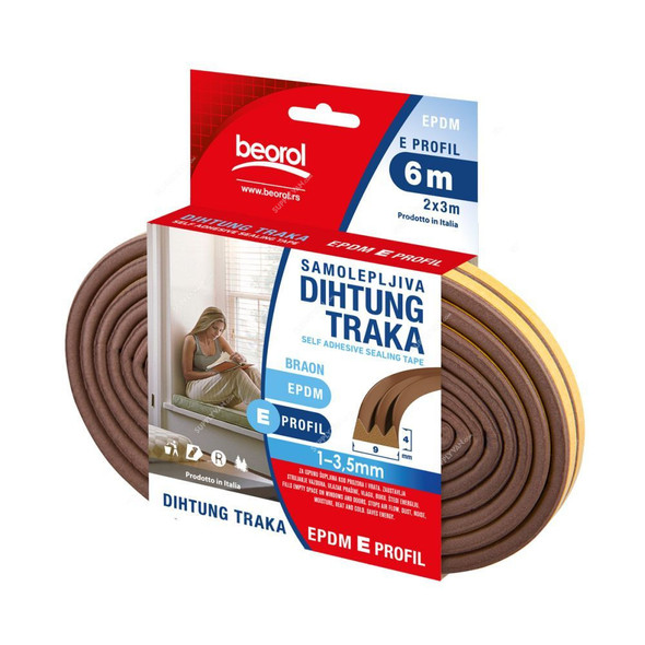 Beorol E Profile Seal Strip, EBR6, 2x3 Mtrs, Brown