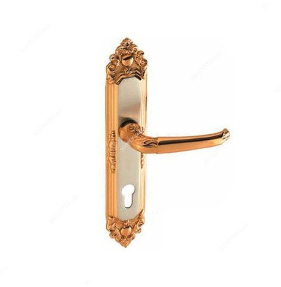 Doganlar Door Handle, Desenli, Brass, Gold Plated