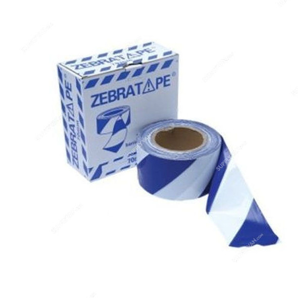 Road Warning Barricade Tape, TS-WT-0196, Zebra Tape, Blue and White, 250 Mtrs