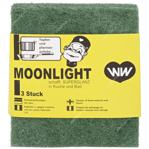 Moonlight Scouring Pad, 70742, 13 x 13CM, Green, 3 Pcs/Pack