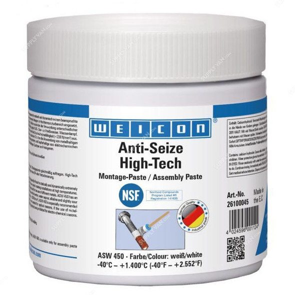 Weicon Anti Seize High Tech Assembly Paste, W137498, 450GM