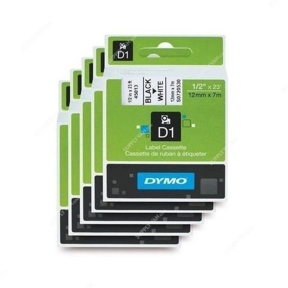 Dymo Label Cassette, D1, 12MMx7 Mtrs, PK5