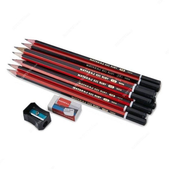 Nataraj HB Pencils With Sharpener and Eraser, 12 Pcs/Pack