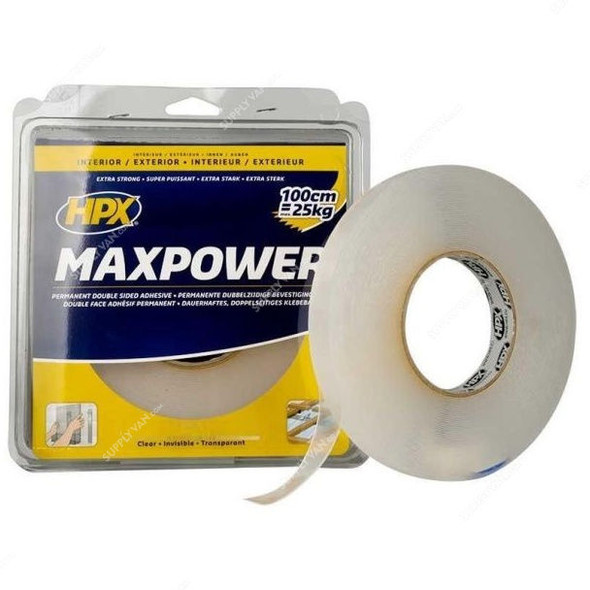 HPX Maxpower Double Sided Tape, 19MM x 5 Mtrs, Transparent