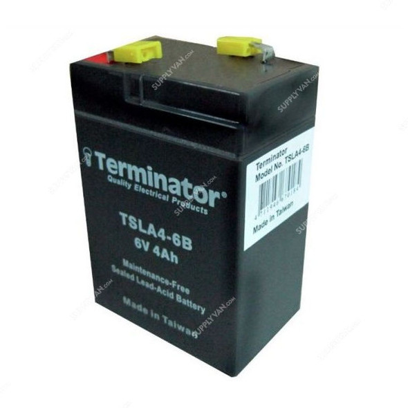 Terminator Lead Acid Battery, TSLA4-6B, 6V, 4Ah