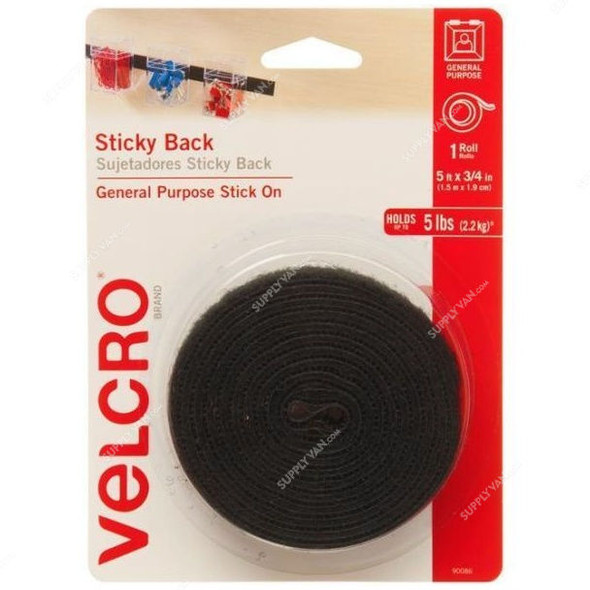 Velcro Stick on Tape, 1.5 Mtrs, Black