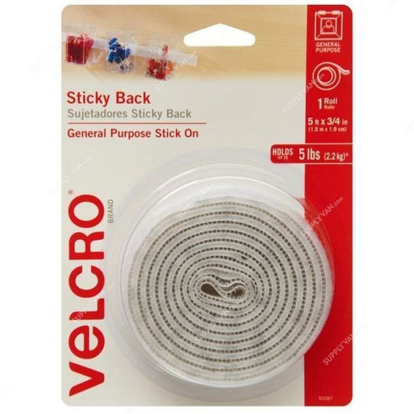 Velcro Stick on Tape, 1.5 Mtrs, White