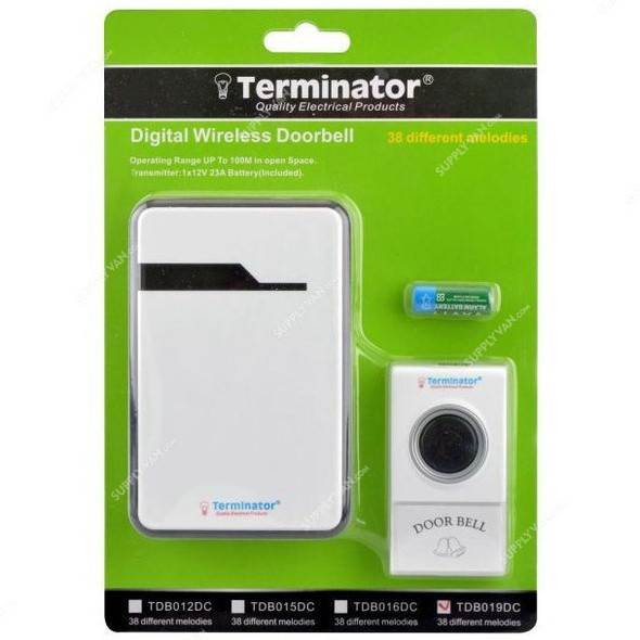 Terminator Wireless Door Bell, TDB-019DC, 23A