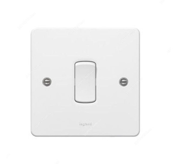 Legrand Single Pole Switch, 730000, Synergy, 1 Gang, 1 Way, 10A, 250V