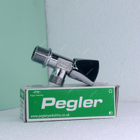 Pegler Angle Valve, 510052, Prestex 79, 1/2 Inch, Chrome Plated