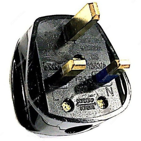 RR 3 Pin Fused Plug, 13A, Black