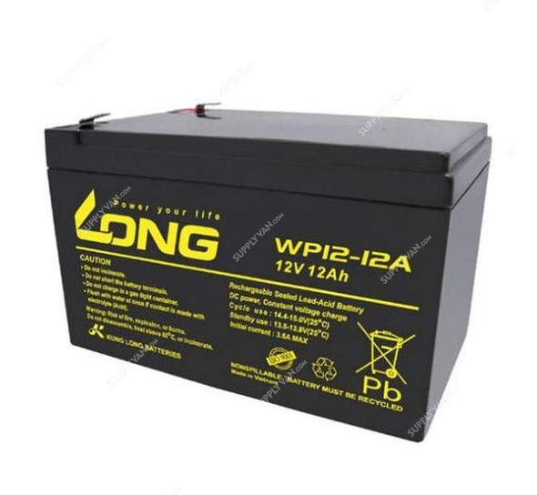 Long Rechargeable Sealed Lead Acid Battery, WP12-12A, 12V, 12Ah