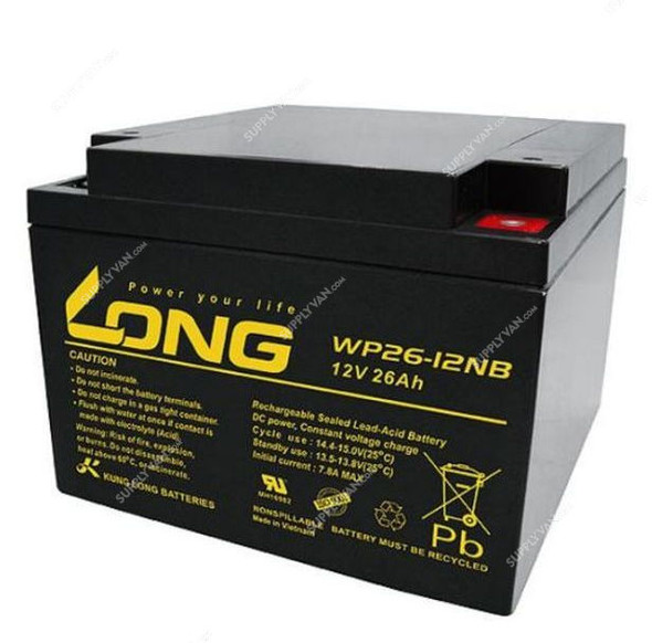 Long Rechargeable Sealed Lead Acid Battery, WP26-12NB, 12V, 26Ah