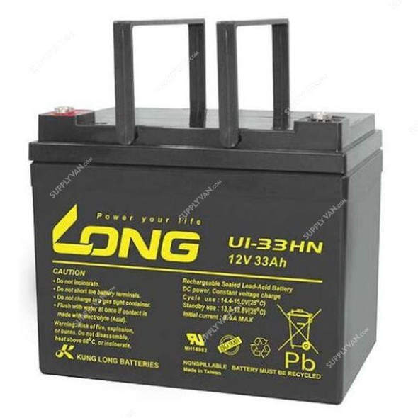 Long Rechargeable Sealed Lead Acid Battery, U1-33HN, 12V, 33Ah