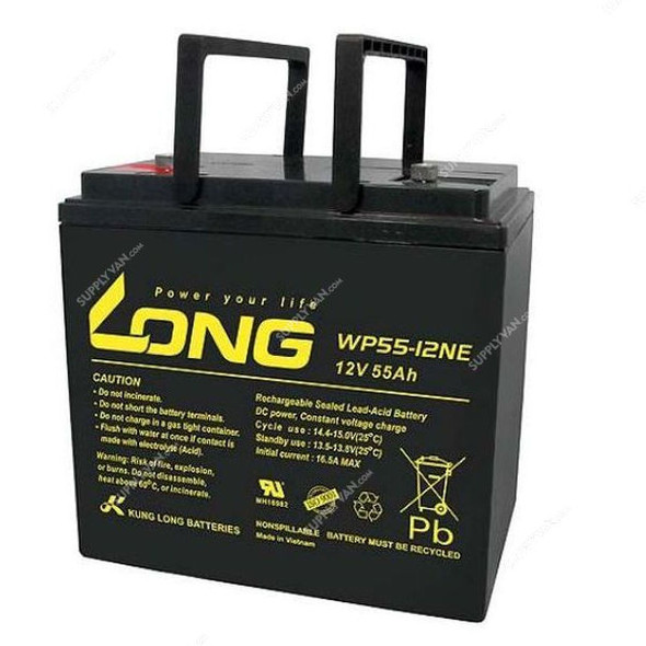 Long Rechargeable Sealed Lead Acid Battery, WP55-12N, 12V, 55Ah