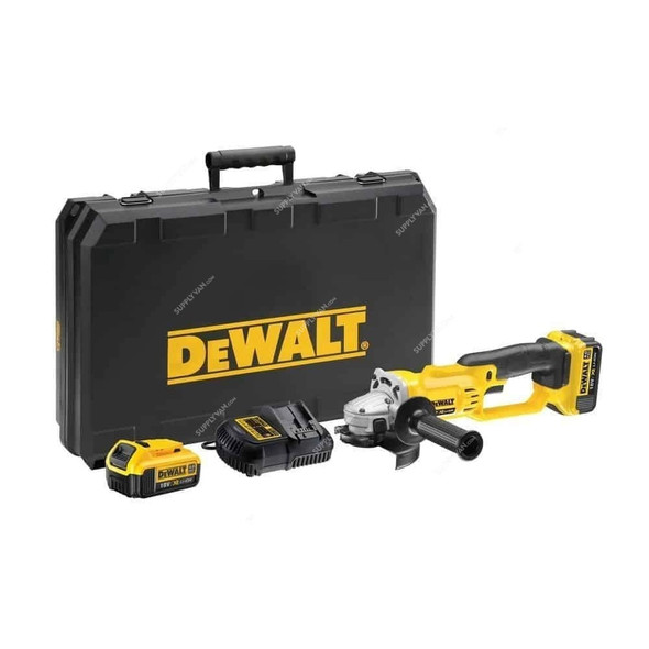 Dewalt Cordless Angle Grinder, DCG412M2-GB, 18V, 2x 4.0Ah Li-Ion Battery, 1x Multi Voltage XR Charger